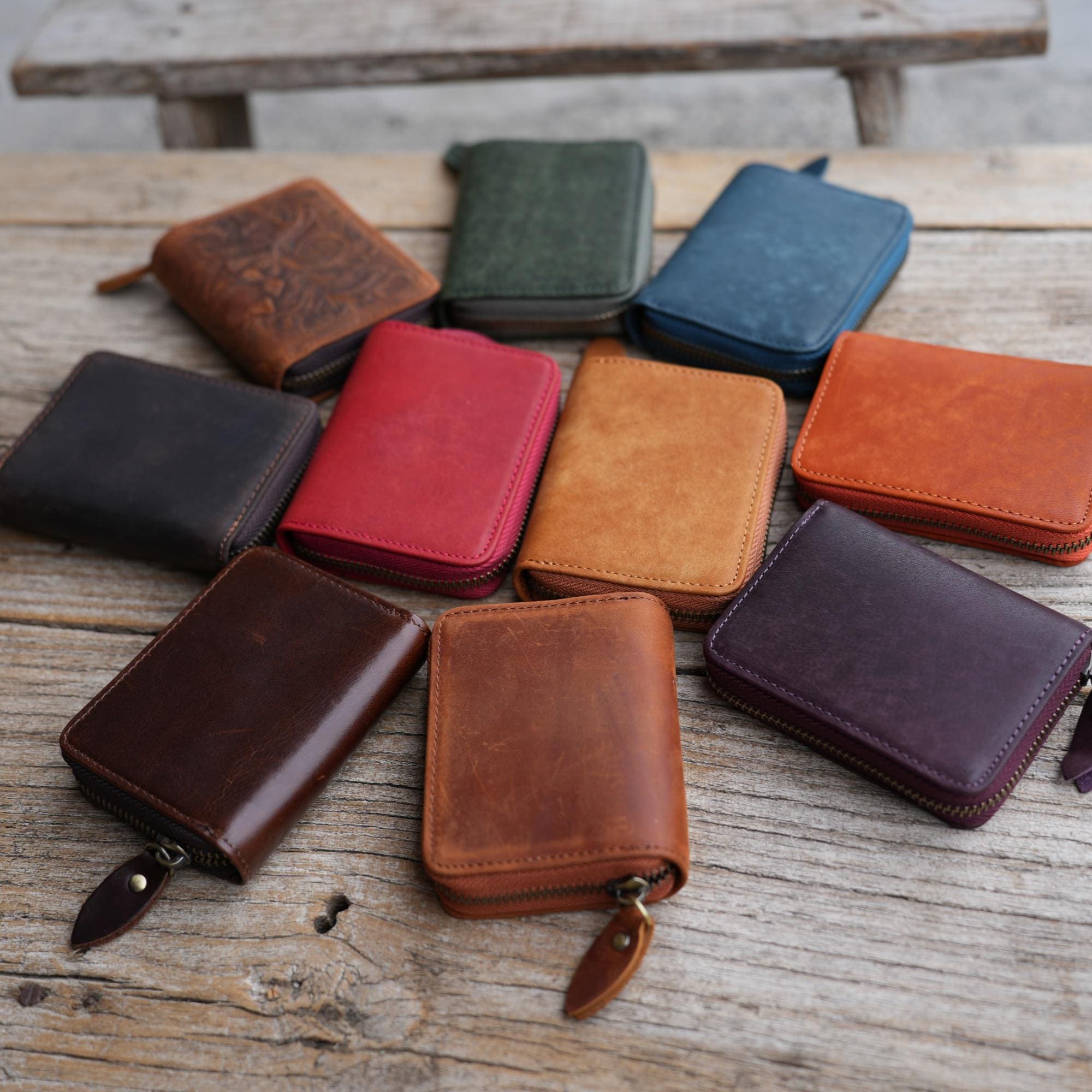 personalized Bifold Wallet, Men's Leather wallet  Card Holder Distressed Leather Wallet  zipper clutch, travel wallet, Leather zipper wallet