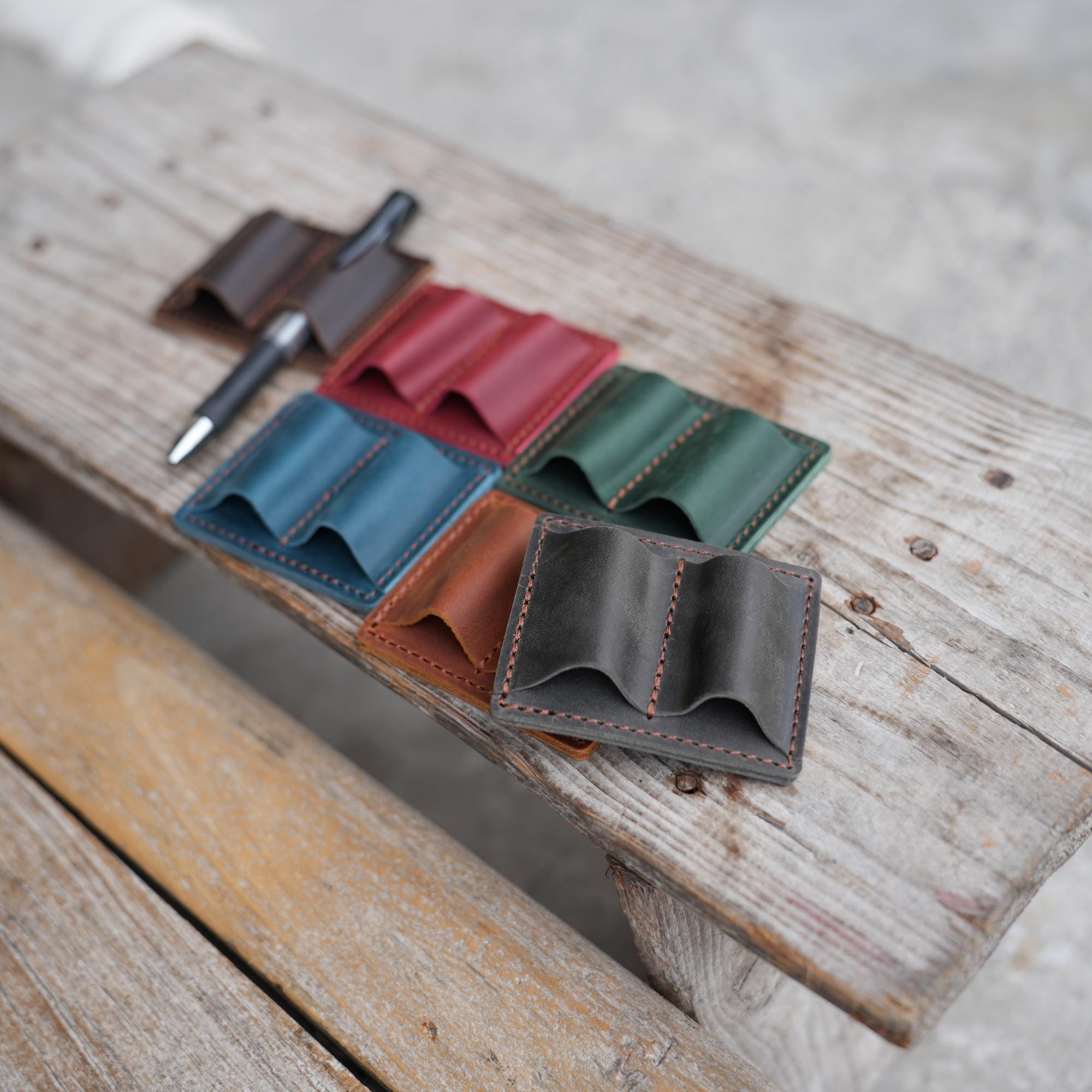 Personalized Leather Pen / Pencil Holders for Notebooks Clip Sleeve,  Protector & Pencil Case   Leather Pen pouch  pencil Leather Pocket