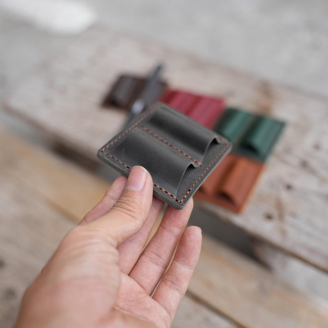 Personalized Leather  dual pen pencil holder for notebook journal , leuchtturm1917 pen loop , Moleskine notebook pen pencil holder clip Hover Image