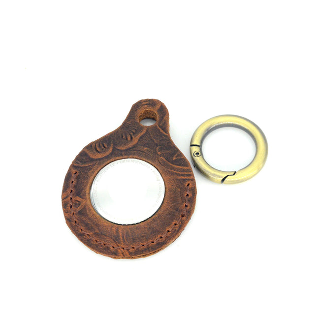 JJNUSA Vintage Genuine Leather Case Compatible with AirTags with Keychain Hover Image
