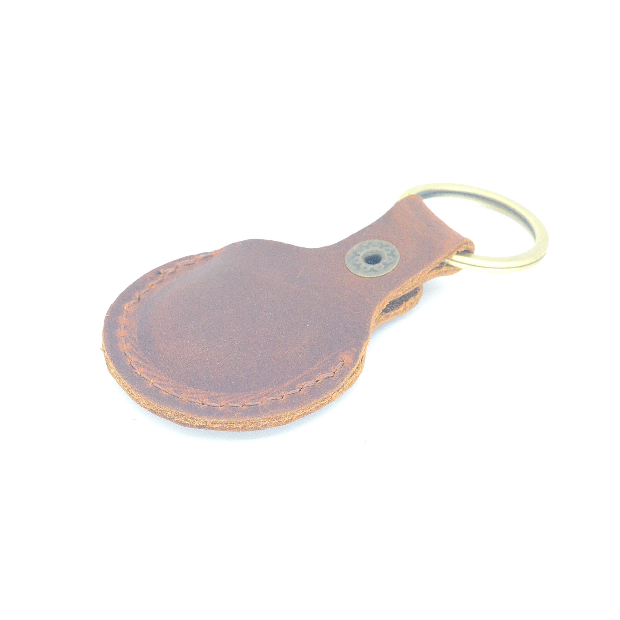 JJNUSA Vintage Genuine Leather Case Compatible with AirTags with Keychain
