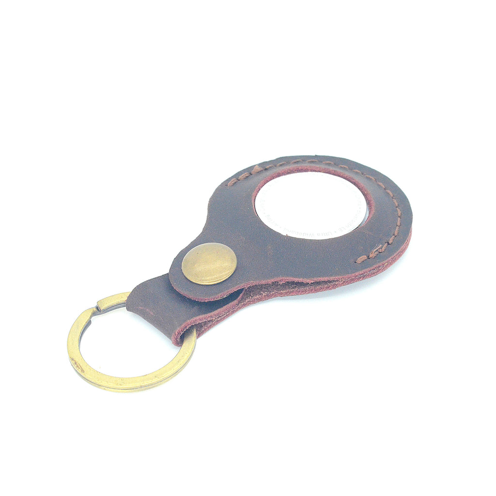 JJNUSA Vintage Genuine Leather Case Compatible with AirTags with Keychain