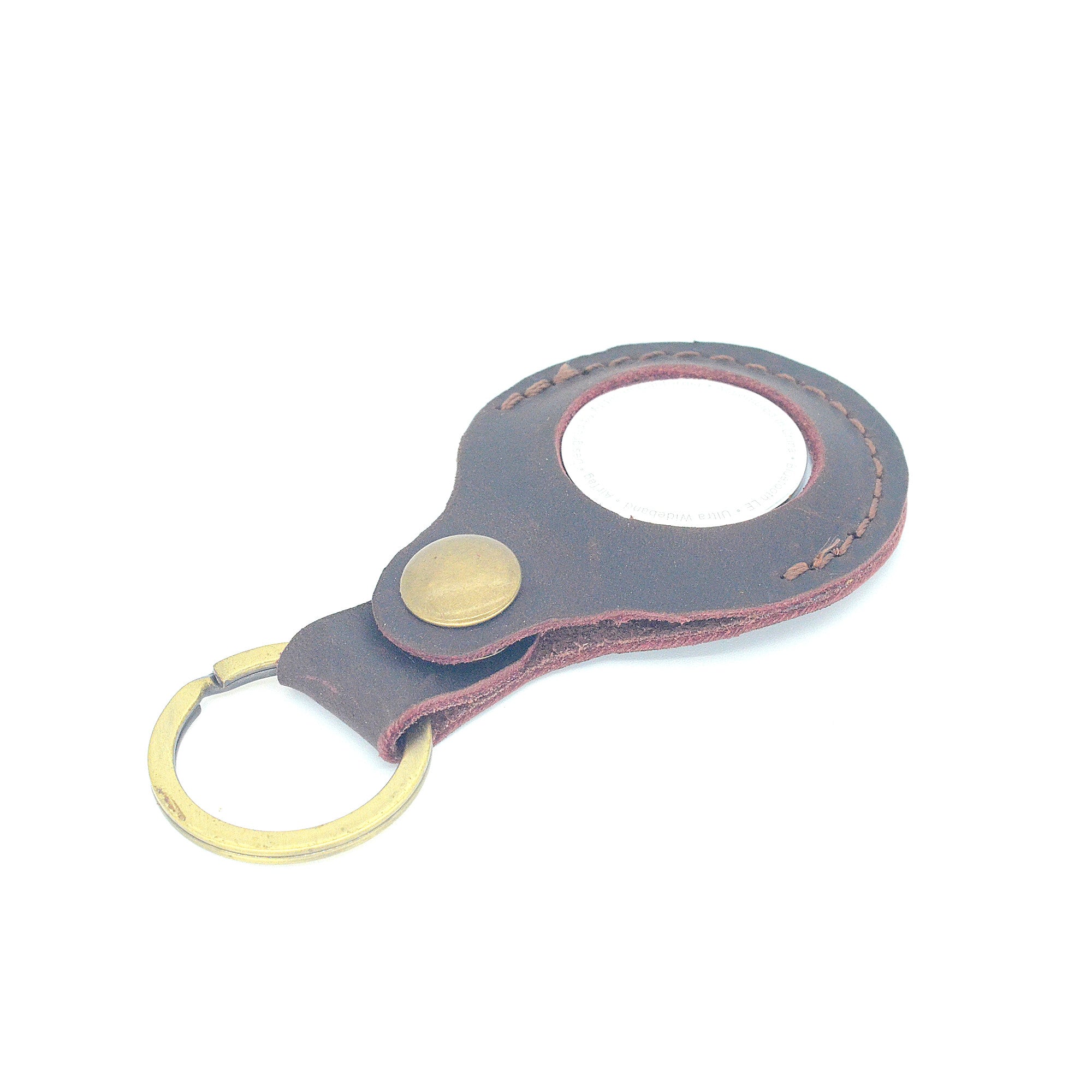 JJNUSA Vintage Genuine Leather Case Compatible with AirTags with Keychain