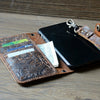 JJNUSA Genuine Leather Distressed Wallet for Iphone 11 Wallet Case Brown