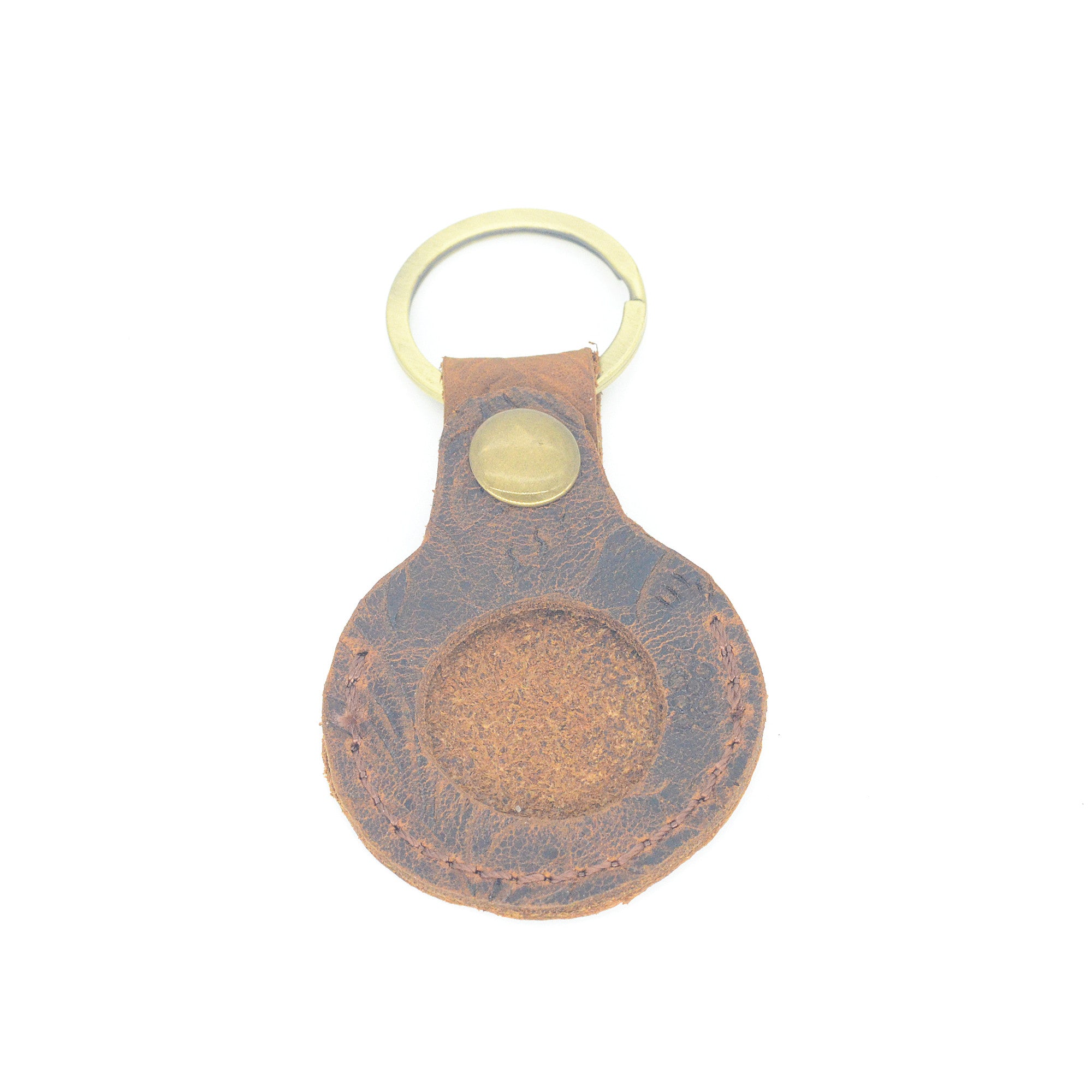 JJNUSA Vintage Genuine Leather Case Compatible with AirTags with Keychain