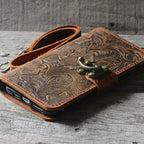 JJNUSA Genuine leather Retro Book Style Wallet for Iphone XS Max 6.5 inches Wallet Case - JJNUSA