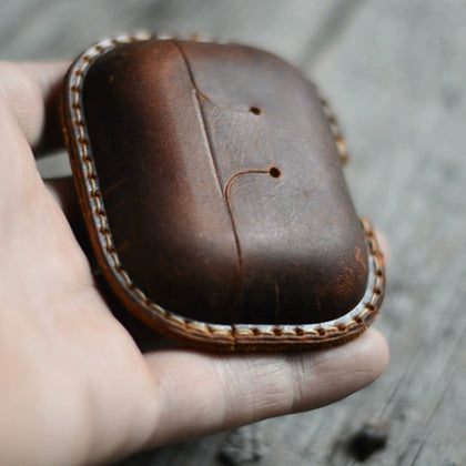 JJNUSA Best Sale Genuine Leather Distressed  Leather for AirPods Pro  Full Leather Case