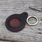 JJNUSA Vintage Genuine Leather Case Compatible with AirTags with Keychain