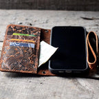 JJNUSA Genuine leather Vintage Wallet for Iphone 17 pro max / 17 air  / 17 pro /  17