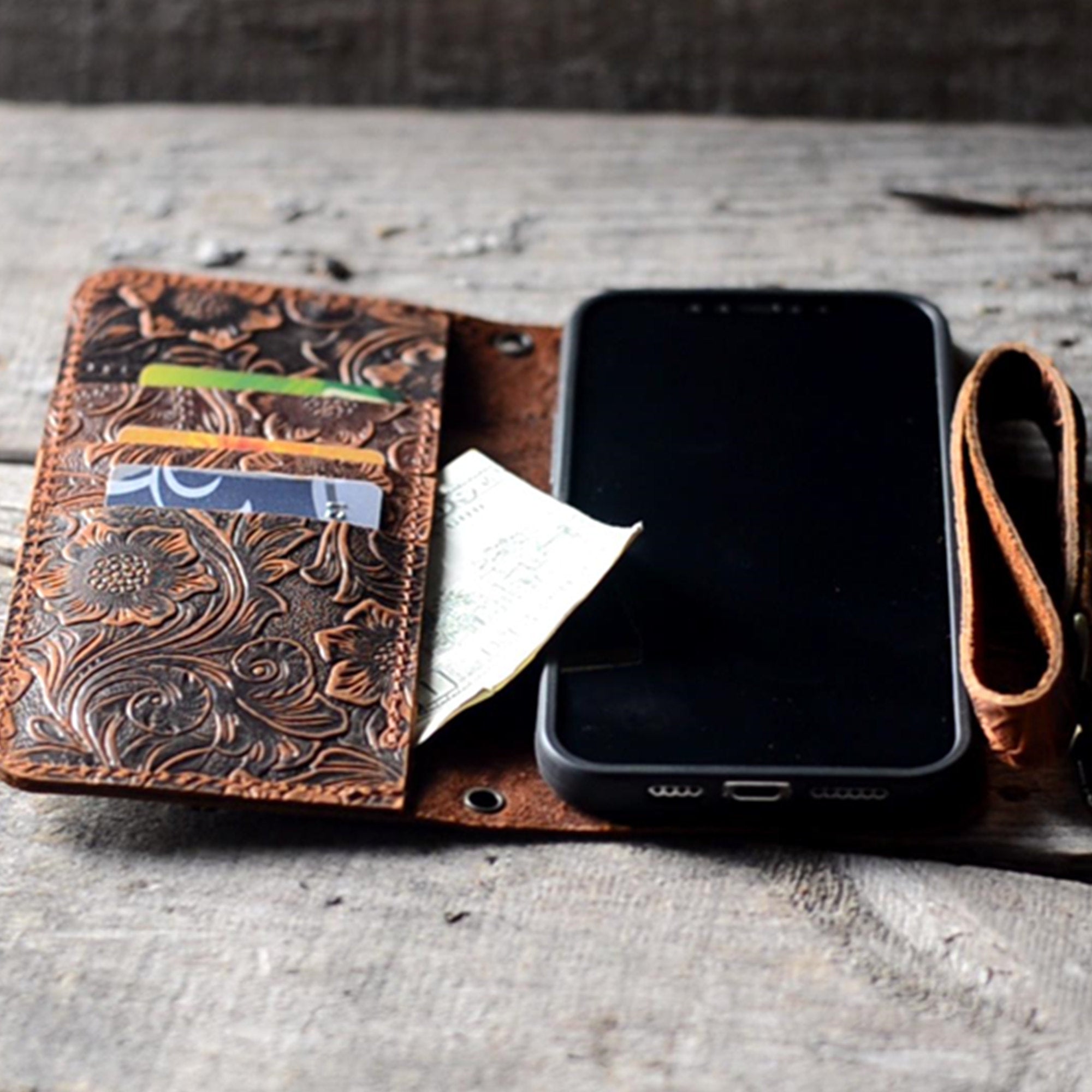 JJNUSA Genuine leather Vintage Wallet for Iphone 12 pro max / 12 Mini / 12 pro