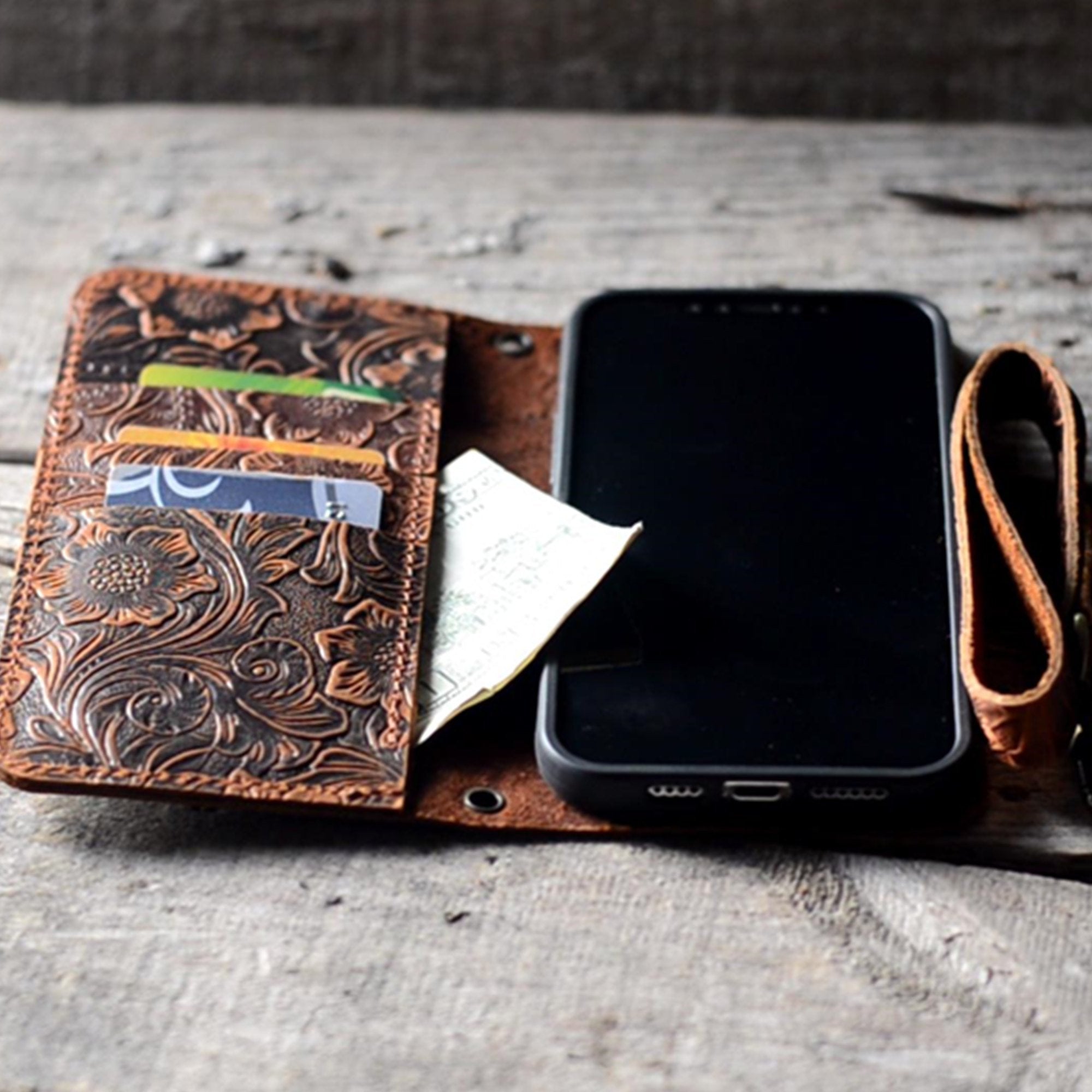 JJNUSA Genuine leather Vintage Wallet for Iphone 13 pro max / 13 Mini / 13 pro / 13