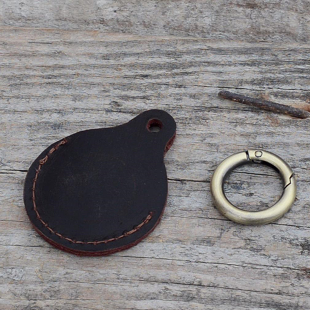 JJNUSA Vintage Genuine Leather Case Compatible with AirTags with Keychain