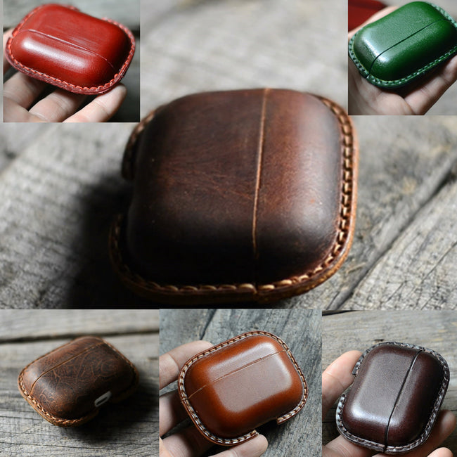 JJNUSA Best Sale Genuine Leather Distressed  Leather for AirPods Pro  Full Leather Case Main Image