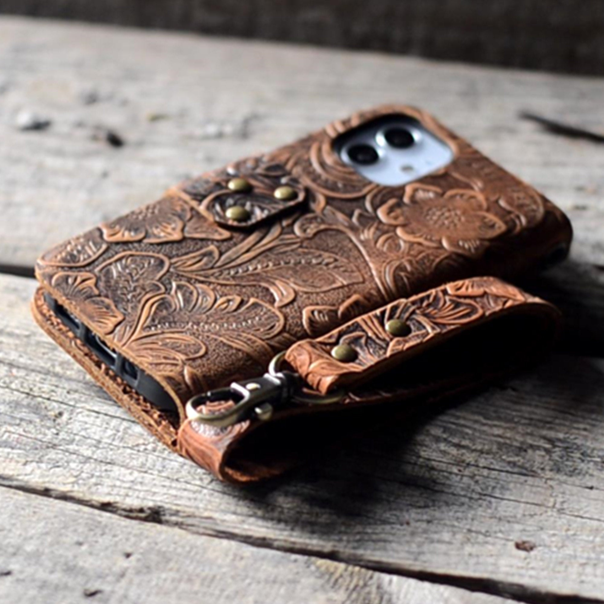 JJNUSA Genuine leather Vintage Wallet for Iphone 12 pro max / 12 Mini / 12 pro