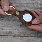 JJNUSA Vintage Genuine Leather Case Compatible with AirTags with Keychain