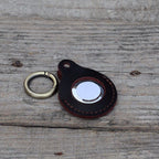 JJNUSA Vintage Genuine Leather Case Compatible with AirTags with Keychain