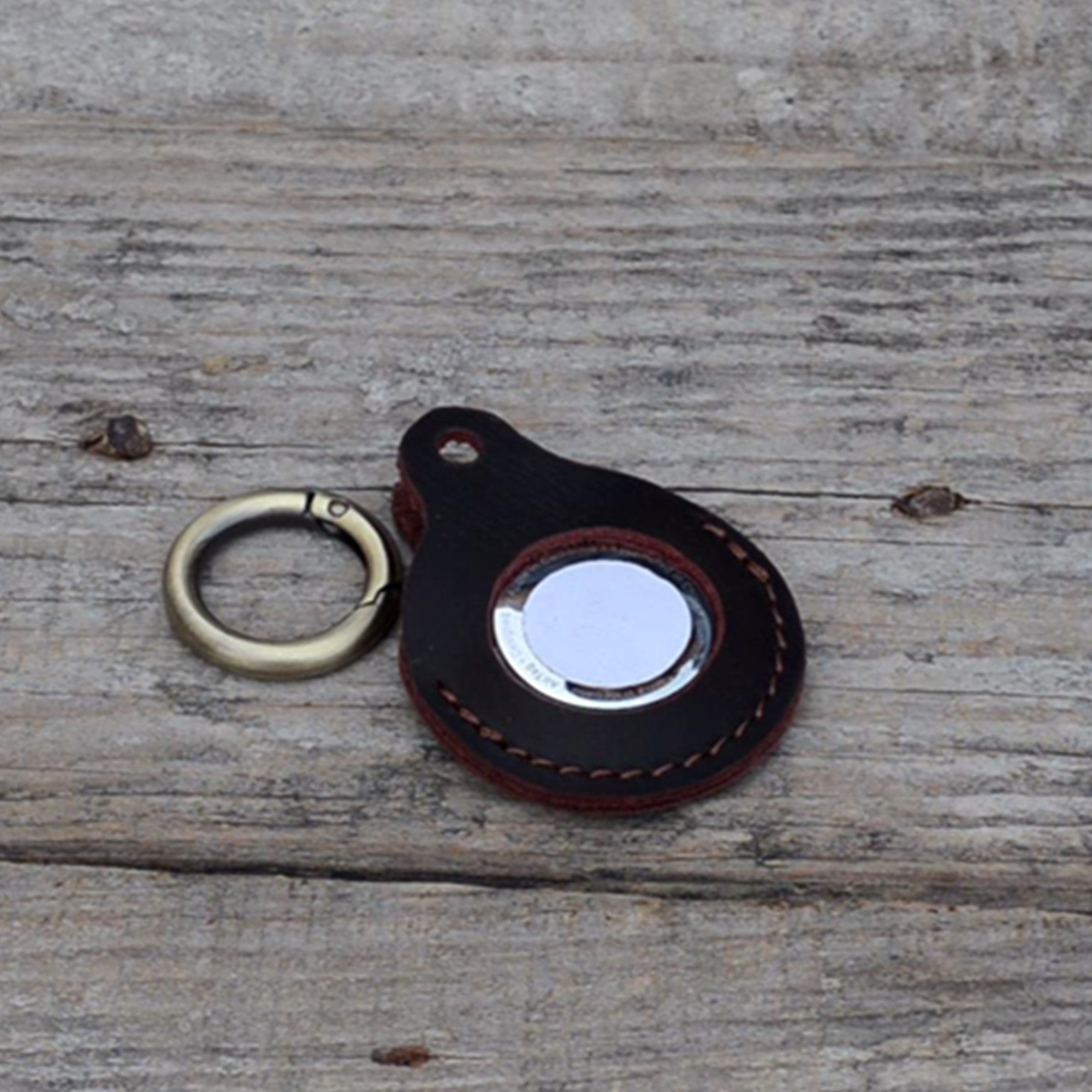 JJNUSA Vintage Genuine Leather Case Compatible with AirTags with Keychain