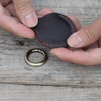 JJNUSA Vintage Genuine Leather Case Compatible with AirTags with Keychain