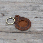 JJNUSA Vintage Genuine Leather Case Compatible with AirTags with Keychain