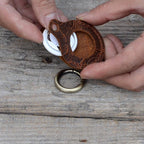 JJNUSA Vintage Genuine Leather Case Compatible with AirTags with Keychain