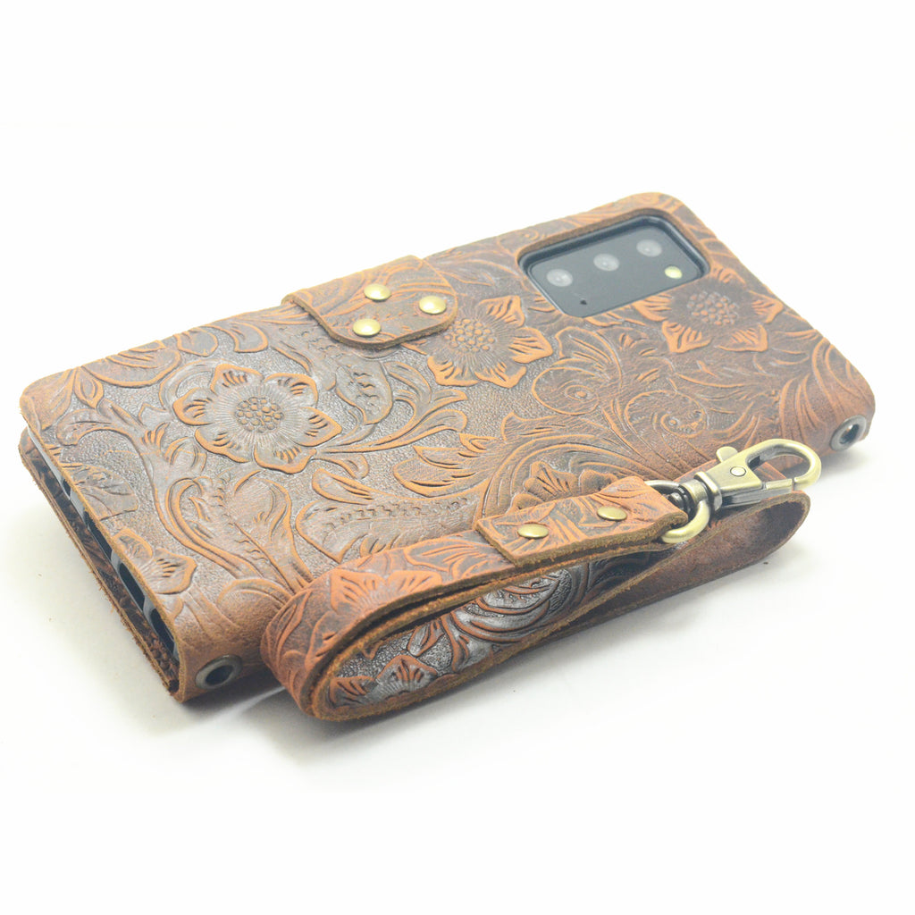 JJNUSA Handmade Genuine Leather Distressed Samsung Galaxy Note 20 / Note 20 Ultra 5G 2020 Wallet Case