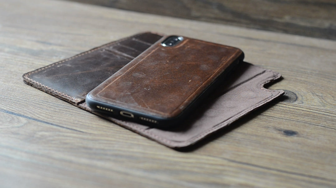 RFID Genuine leather Retro Wallet for Iphone XS Max 6.5 inches Wallet Case Magnetic Detachable