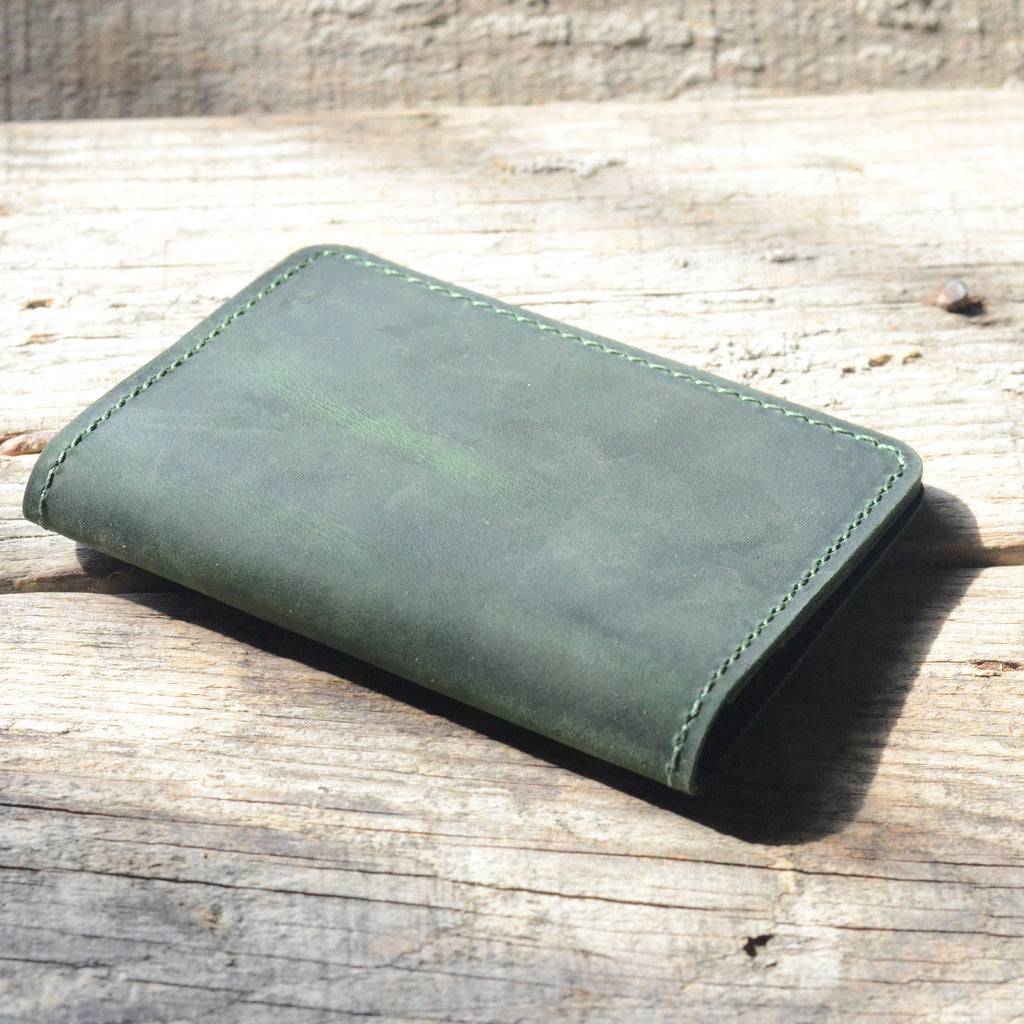 JJNUSA Bifold Wallet, Men's Minimalist Card Holder Distressed Leather Wallet  Green - JJNUSA