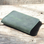 JJNUSA Bifold Wallet, Men's Minimalist Card Holder Distressed Leather Wallet  Green - JJNUSA