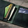 JJNUSA Bifold Wallet, Men's Minimalist Card Holder Distressed Leather Wallet  Green