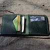 JJNUSA Bifold Wallet, Men's Minimalist Card Holder Distressed Leather Wallet  Green