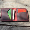 JJNUSA Bifold Wallet, Men's Minimalist Card Holder Distressed Leather Wallet | Red