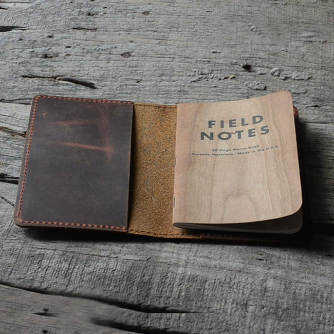 Distressed Genuine Leather Travel Journal Field Notes Cover Notebooks for 3.5 x 5.5 Notebook Moleskine Cahie Vintage Refillable Notepad - JJNUSA Hover Image