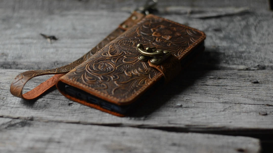 JJNUSA Handmade Genuine leather Vintage Book Style Wallet for Iphone XR 6.1 inches - JJNUSA