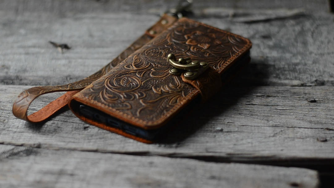 JJNUSA Handmade Genuine leather Vintage Book Style Wallet for Iphone XR 6.1 inches