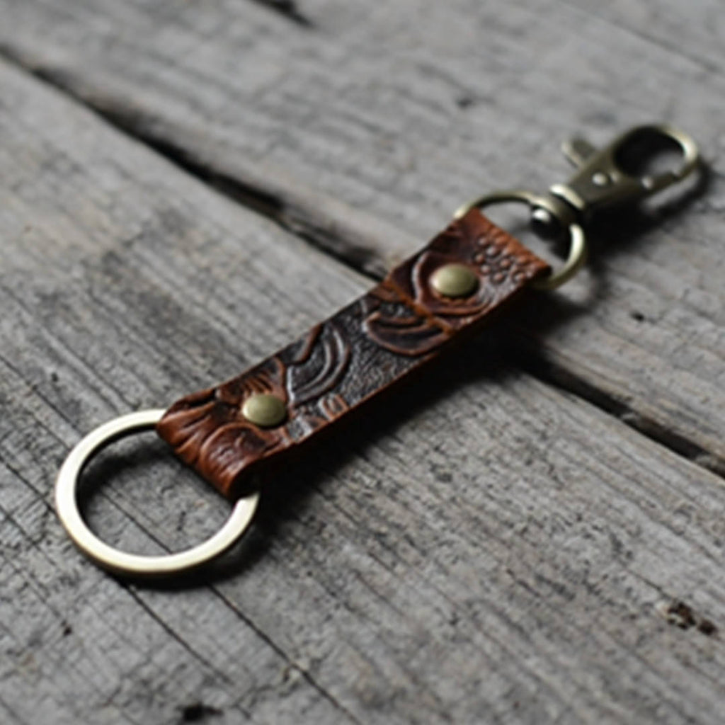 JJNUSA Leather keychain, leather keyring leather key fob key clip  Leather Men's Simple  ClipKeychain Leather  for Gifts - JJNUSA