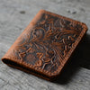 JJNUSAPersonalized Minimalist Bifold Wallet Men's  Card Holder Distressed Leather Wallet Brown