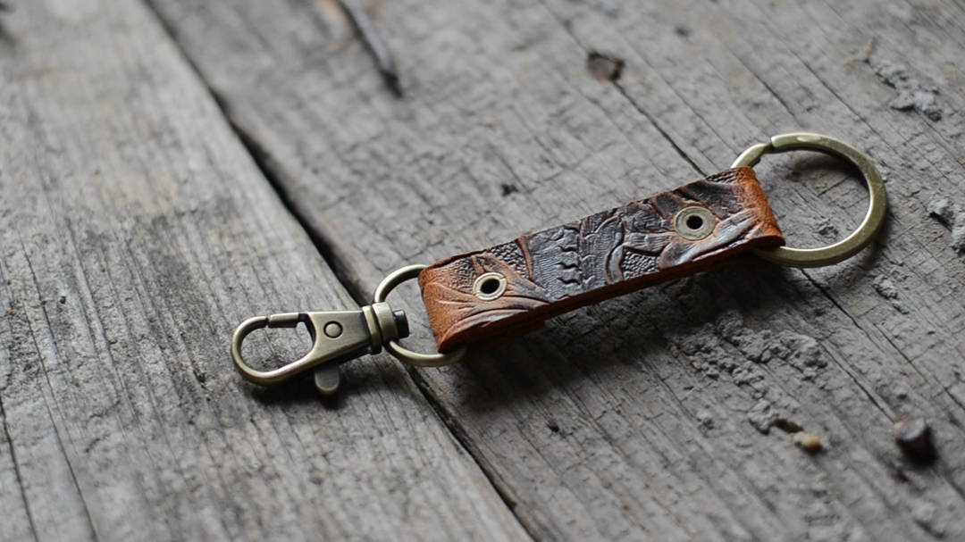 JJNUSA Leather keychain leather keyring leather key fob key clip