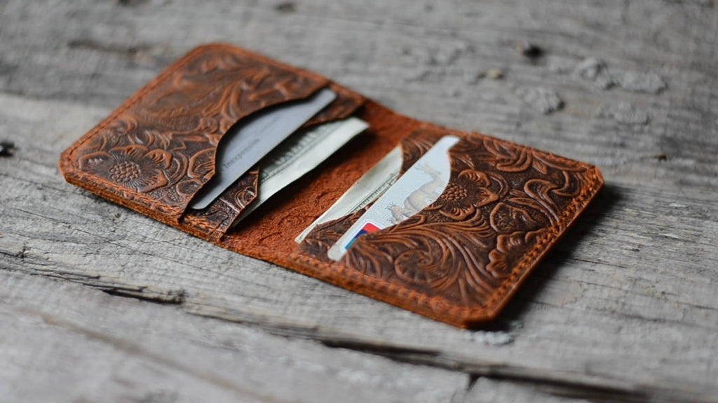 JJNUSAPersonalized Minimalist Bifold Wallet Men's  Card Holder Distressed Leather Wallet Brown - JJNUSA