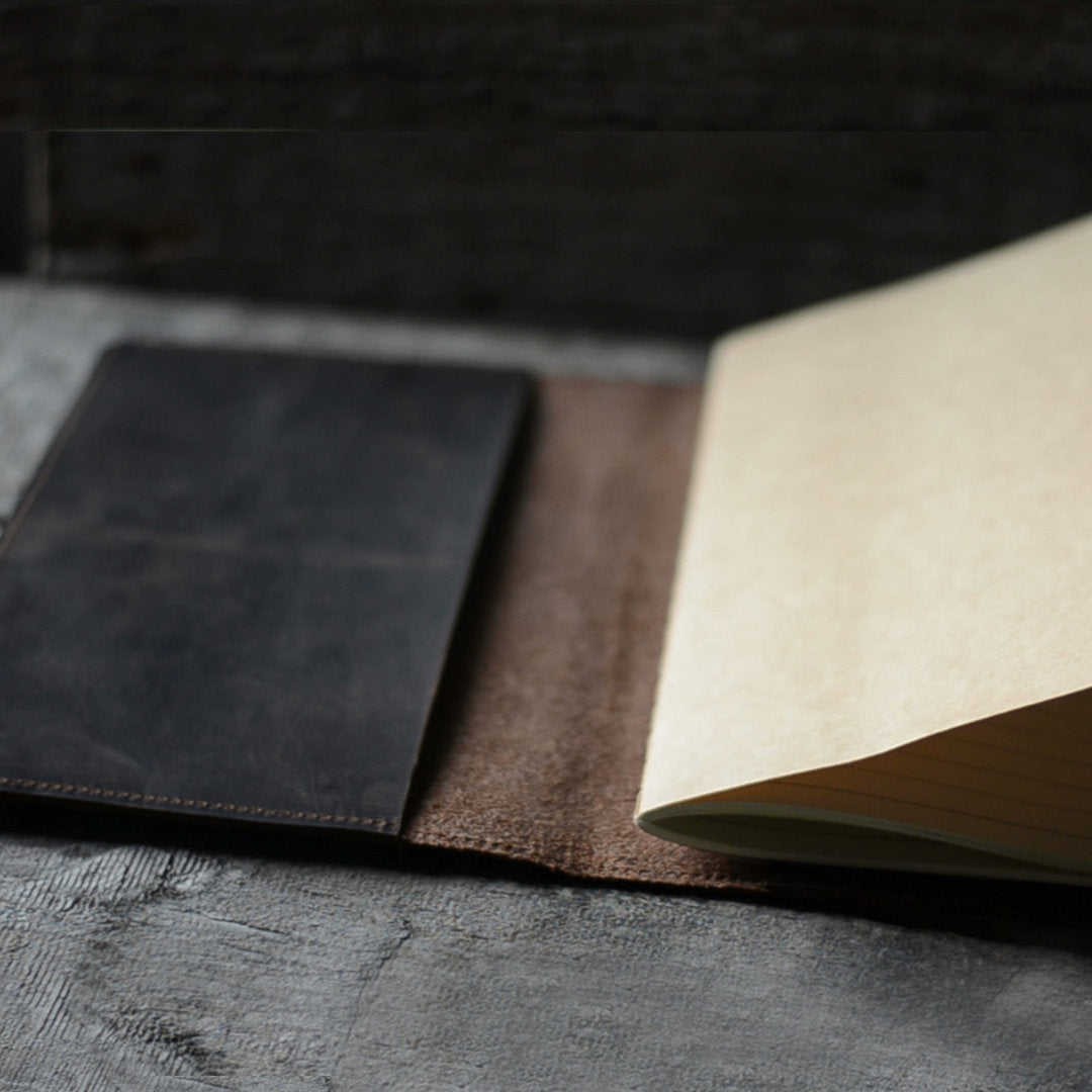 Personalized leather midori travel journal  leather cover case for A5 Notebook / Simple A5 Refillable Leather Journal Notebook cover - JJNUSA
