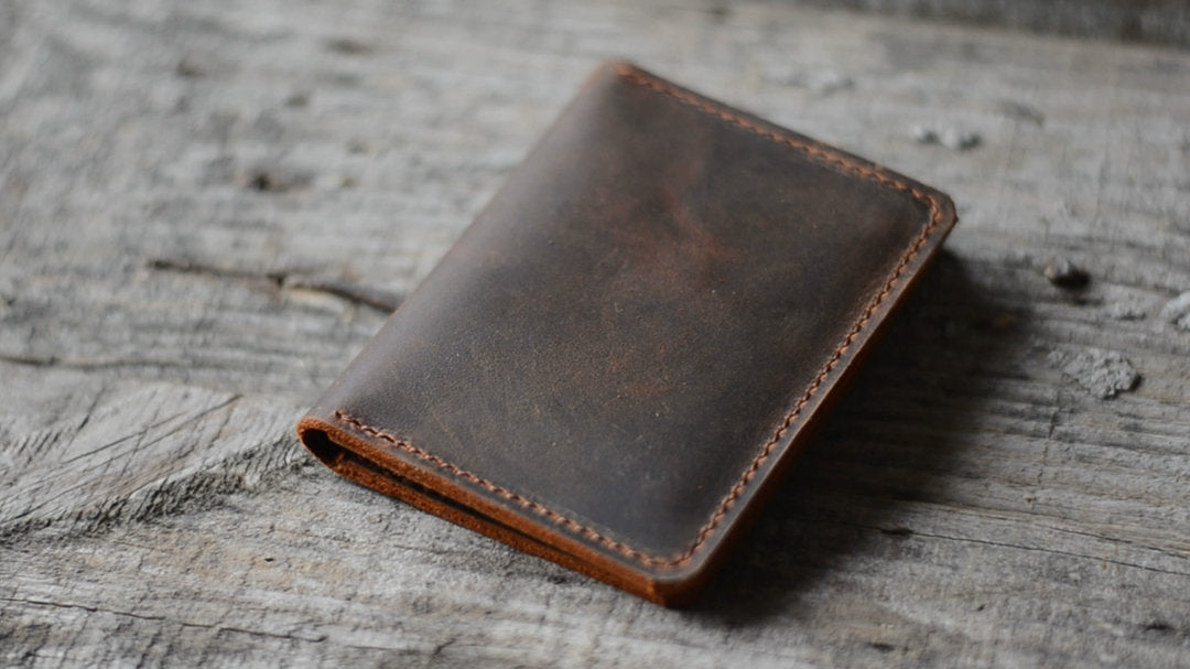 JJNUSA Bifold Wallet Men's Minimalist Card Holder Distressed Leather Wallet | brown - JJNUSA