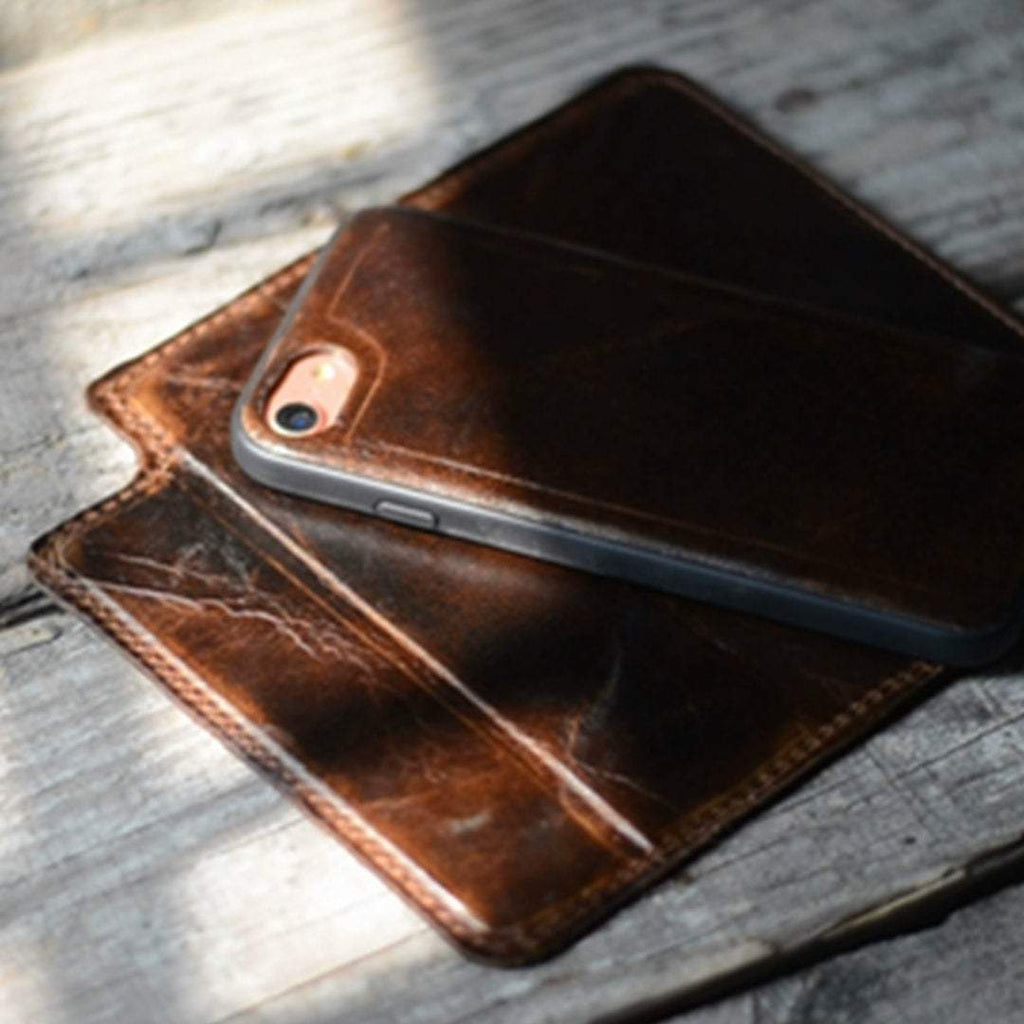 JJNUSA RFID Distressed Magnetic Leather Case for iPhone XS MAX  Wallet - JJNUSA