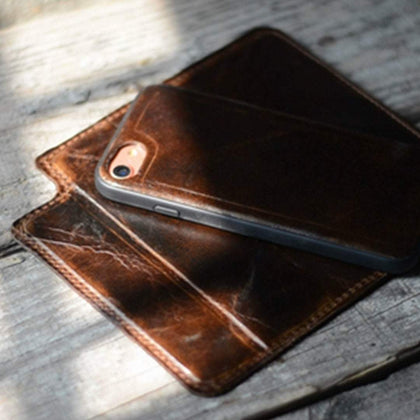 JJNUSA RFID Distressed Magnetic Leather Case for iPhone XS MAX  Wallet