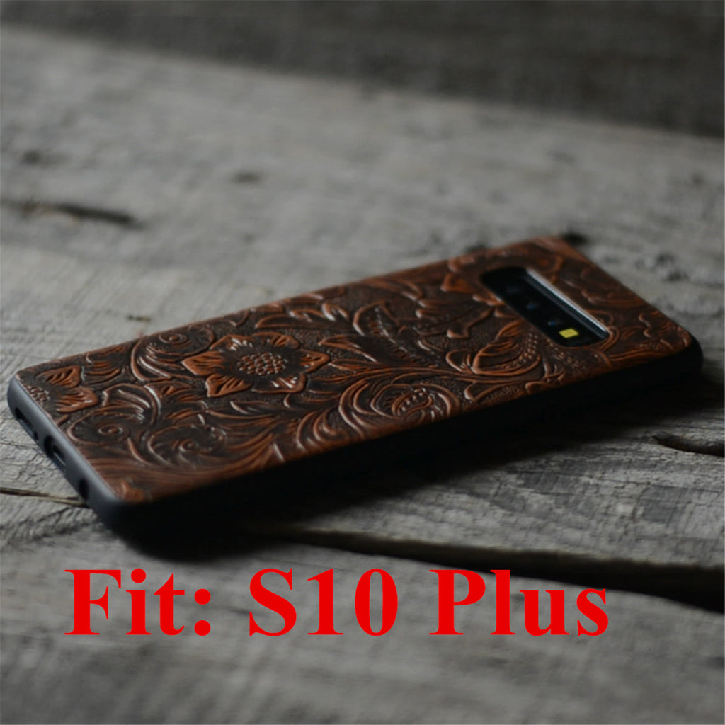 JJNUSA Handmade Leather Case for Samsung Galaxy s10 plus 6.4 inches Back Case - JJNUSA